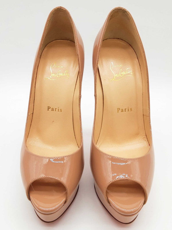 Christian Louboutin Lady Peep Nude Patent Leather Heels Size Eu 37 Do0625lrxde