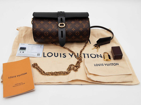 Louis Vuitton Glasses Case Brown Monogram Black Leather Chain Crossbody Bag Do0525loxzde