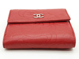 Chanel Camilla Embossed Red Leather Bifold Card Holder Wallet Do0626oorde