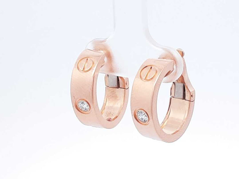 Cartier Love Hoop Earrings 18k Rose Gold With Diamonds 11.8 Grams Eb1024lxxzdu