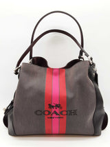 Coach Edie 31 Gray Pink Stripe Horse Carriage Logo Shoulder Bag Do0725wxde
