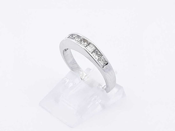 1.0 Ctw Channel-set Diamond & 18k White Gold Ring 4 Grams Size 5 Fw0925osrdu