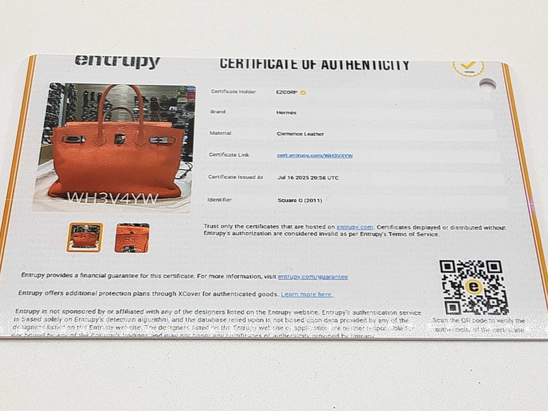 Hermes Birkin 35 Orange Clemence Palladium Hardware Handbag Do0825lxzxzde