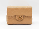 Chanel Classic Mini Square Flap Bag In Tan Diamond-quilted Leather Fw1225lxzxdu