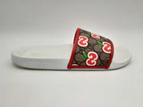 Gucci Gg Supreme Pomme Apple-printed White & Red Slides Size Eu 40 Fw1124rxsa