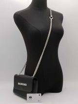 Balenciaga Everyday Chain Wallet With White Logo Aa0726wrzsa