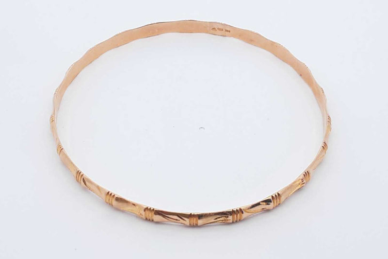 14k Yellow Gold Bamboo Bangle Bracelet 15.1 Grams Eb1224wrxdu