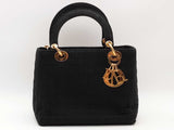 Christian Dior Cloth Quilted Lady Dior Bag Black Aa0726przsa