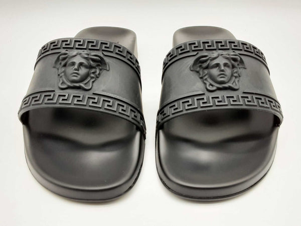 Versace Medusa Plaque Black Rubber Slides Eu 43 Do0125lxzde