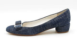 Salvatore Ferragamo Denim Print Vara Pumps Size 5.5 Eb1125ixdu