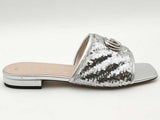 Gucci Marmont Slides W Silver Sequins Dbl G Silver Size 37.5 Aa0726lorsa