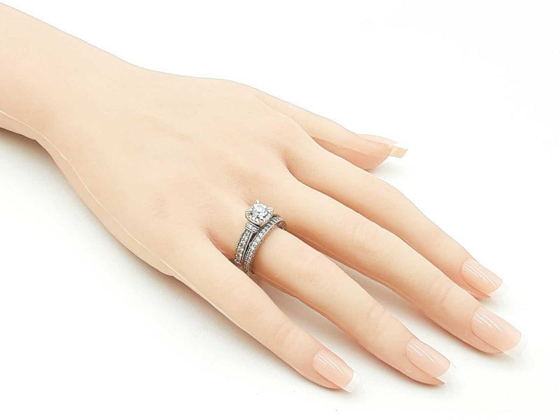 1.58 Cttw Diamond & 14k White Gold Wedding Set 8.1 Grams Size 7 Fw1224lxzxdu