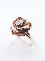 0.48 Ct Diamond & 10k Yellow Gold Rose Ring 5.5 Grams Size 4.5 Fw0925pordu
