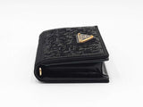 Prada Sequined Triangle Logo Card Holder With Chain In Black Leather Fw1225wxzdu