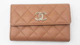 Chanel Timeless Flap Wallet In Diamond-quilted Tan Caviar Leather Fw0226erxdu