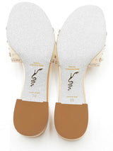 Rene Caovilla Crystal Embellished Nude Cinderella Mules Size 39 Eb1225lrxdu