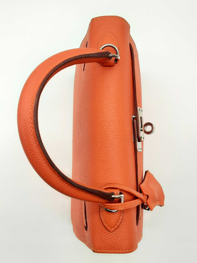 Hermes Kelly 25 Capucine Orange Epsom Palladium Shoulder Bag Do0723oxzxzde