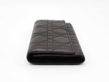 Christian Dior Wallet In Dark Brown Cannage-quilted Lambskin Leather Fw0626ozxdu