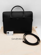 Yves Saint Laurent Black Leather Duffle Breifcase Eb0526ixzde