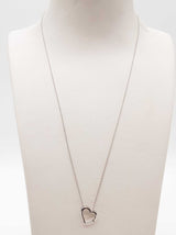 0.01 Carat Diamond 10k White Gold 1.3g Heart Pendant Chain 18.5 In Do0426ixde