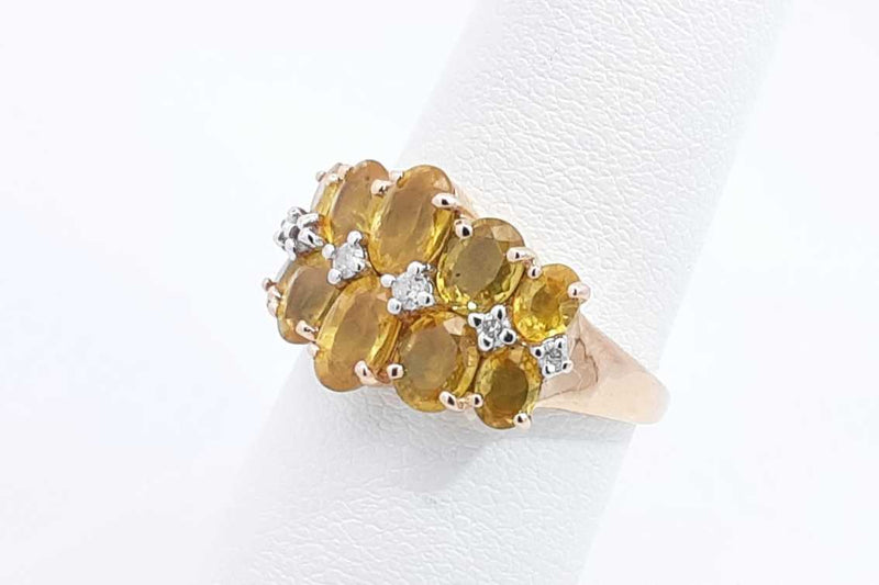 Yellow Gemstone & Diamond Ring In 14k Yellow Gold 3.5 Grams Size 7.5 Eb1024loxsa