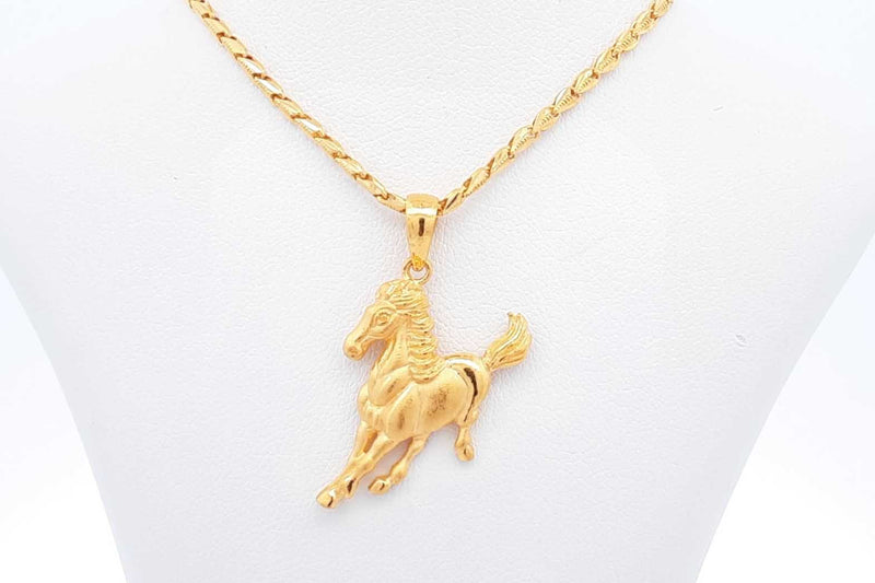 24k Yellow Gold Horse Pendant With Chain 11.3 Grams 17 Inch Eb0924ecrsa