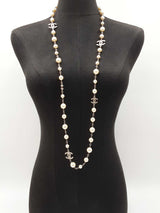 Chanel Graduated Faux-pearl & Cc Crystal Sautoir Necklace 43 Inch Fw0826czxdu