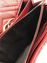 Gucci Gg Marmont Chain Mini Bag In Quilted Red Python Leather Fw0626pzxdu