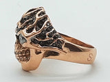 Flaming Skull Diamonds Black Stones 14k Rg 35.1g Ring Size 14.5 Do0726ocxzde