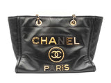 Chanel Deauville Small Shopping Bag In Black Leather Fwwrxzdu