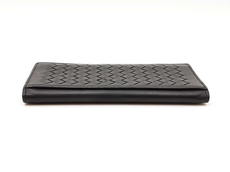 Bottega Veneta Intrecciato Black Leather Long Bifold Wallet Fw0425czdu