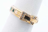 Green Gemstone Belt Ring In 14k Yellow Gold 3.9 Grams Size 6.5 Eb1024lxzsa