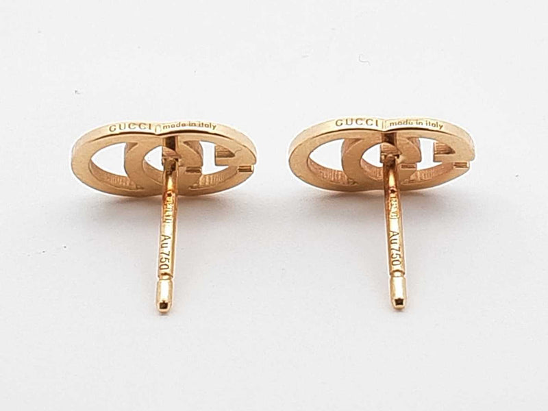 Gucci Running Gg Stud Earrings In 18k Yellow Gold 1.9 Grams Fw0925llzdu