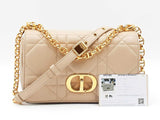 Christian Dior Small Soft Caro Bag In Beige Macrocannage Lambskin Fw0326srxdu