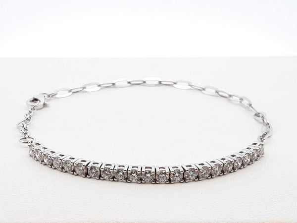 1.10 Cttw Diamond & 18k White Gold Paperclip Bracelet 4.1 Gram 7 In. Fw0325pozdu