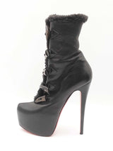 Christian Louboutin Oulanbator 160 Boots In Black Leather Size 37.5 Fw0226oxzdu