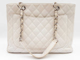 Chanel White Quilted Caviar Leather Shopping Tote Bag Do0725lcxzde