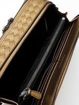 Bottega Veneta Camera Bag In Metallic Gold Grained Leather Fw0726wxzdu