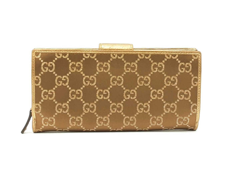 Gucci Timeless Gg Supreme Bronze & Gold Canvas Continental Wallet Fw0725crdu