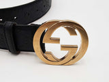 Gucci Guccissima Gg Black Belt / Buckle Size 32 Aa0826crsa