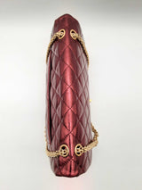 Chanel Quilted Red Metallic Leather Double Flap Shoulder Bag Do0724wrxzde