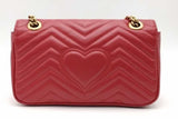 Gucci Gg Chevron Quilted Red Leather Marmont Shoulder Bag Eb1026wxzsa