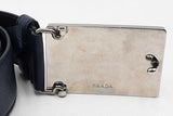Prada Dark Blue Saffiano Leather Belt With Silver Tone Buckle Size 36 Eb0825erdu