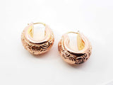 18k Two-tone Rose & Yellow Gold Puffy Filigree Hoop Earrings 6.6 Grams Fw00826rxzdu