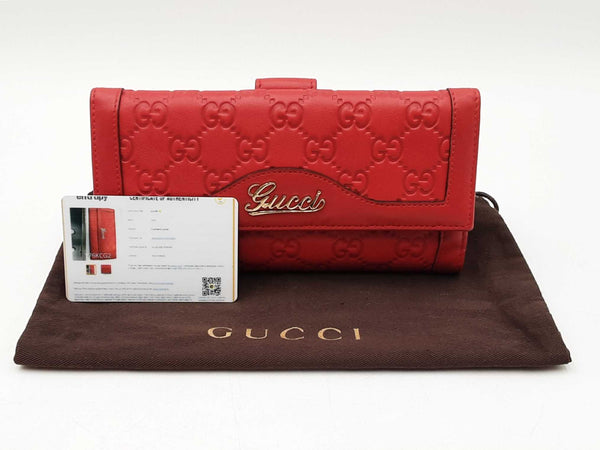 Gucci Gg Guccissima Red Leather Continental Long Wallet Fw0625orzdu