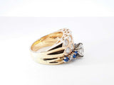 3.0 Cttw Diamond & Sapphire Wedding Ring In 14k Gold 9.9g Size 6.25 Fw0826lcrxdu