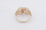 14k Yellow Gold Filigree Ring With Rose Gold Flower 2.8g Size 6.25 Eb0426lexsa