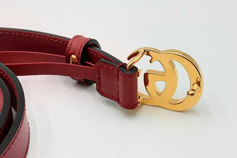 Gucci Marmont Red Leather Double G Belt Eb1224lrxdu