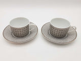 Hermes Mosaique Au 24 Gray Porcelain Cup Saucer Set 2 Do0426oxzde