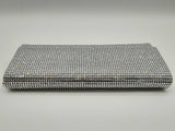 Judith Leiber Silver Satin Crystal Embellished Chain Clutch Do0225oxzde